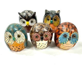 Colección de decoración para el hogar estilo boho con búhos de mediados de siglo (años 70): ¡elige uno o más búhos!