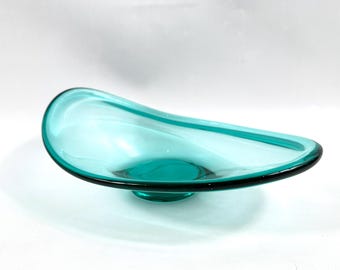 Tigela de vidro Green Selandia – Per Lütken, Holmegaard, design escandinavo de meados do século