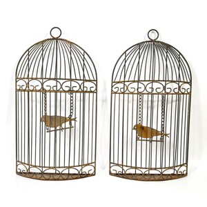 Metal birdcage wall decor – rustic half cage with bird, 41cm image 11