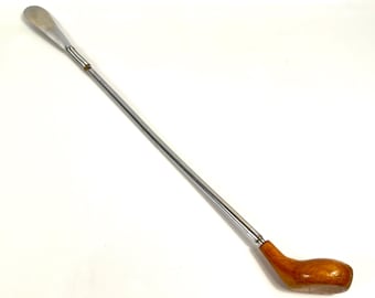Vintage Chrome Golf Shoe Horn - Wood "No. 1 Driver" Handle, 1960s
