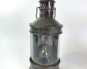 Vintage Marine Oil Lantern: Large Metal Ship Lamp, Nautical Decor
