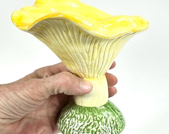 Vintage Ceramic Yellow Mushroom – Hand-Painted, 1990s Decorative Ornament