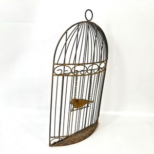 Metal birdcage wall decor – rustic half cage with bird, 41cm image 6