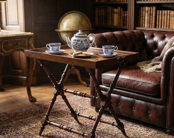 Butler’s Tray, Victorian Bobbin Turned Table, 80cm