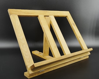 Vintage Minimalist Wooden Book Stand: Adjustable Foldable Recipe Holder