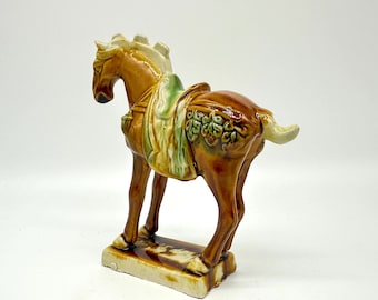 Vintage Tang Style Chinese Horse - Sancai Glazed - Asian Decor Collectibles