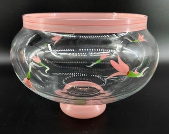 Vintage Kosta Boda Glass Vase by Ulrica Hydman-Vallien – Hand-Painted with Pink Flowers