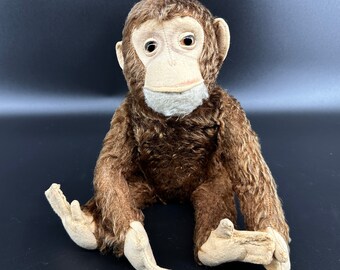 Schuco Yes/No Monkey – Vintage Mohair Jointed Toy, 1950s, 33 cm
