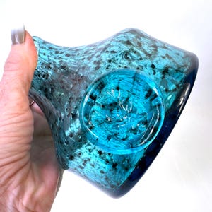 Schott Zwiesel Glass Vase, Blue Art Glass Bowl Form, Heinrich Löffelhardt 1960s imagem 2