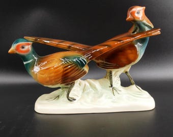Pheasant Figurine, 1940s Ceramic Birds Sculpture