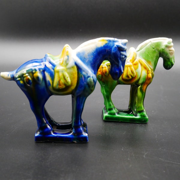chevaux chinois de style Tang vintage - Sancai Glazed - Asian Decor Collectibles