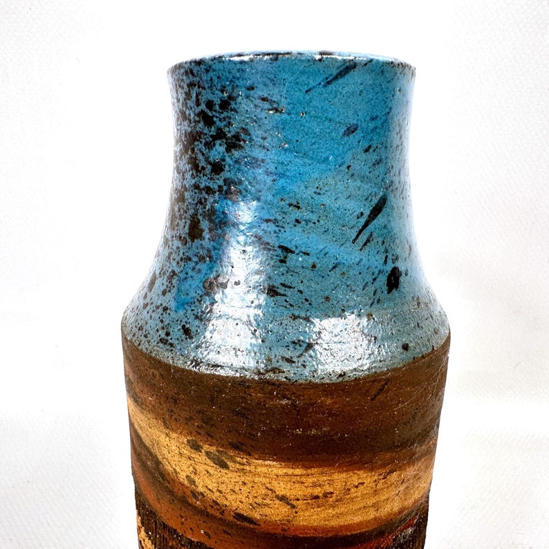 Dänische Studio Keramik Vase, signiert Kirsten 1987, handgefertigtes Steinzeug, skandinavische Keramik Bild 6
