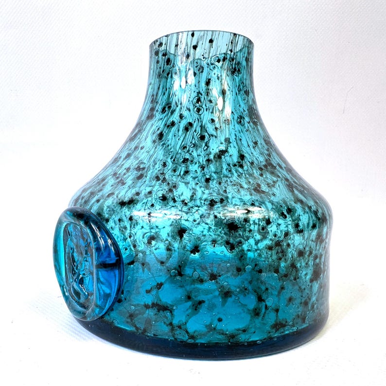 Schott Zwiesel Glass Vase, Blue Art Glass Bowl Form, Heinrich Löffelhardt 1960s imagem 6