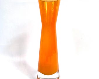 Orange glass vase – åseda, bo borgström, scandinavian modern, 1960s