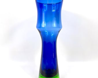 Art Glass Vase – Blue Green Bo Borgström for Åseda, 1960s, 30 cm
