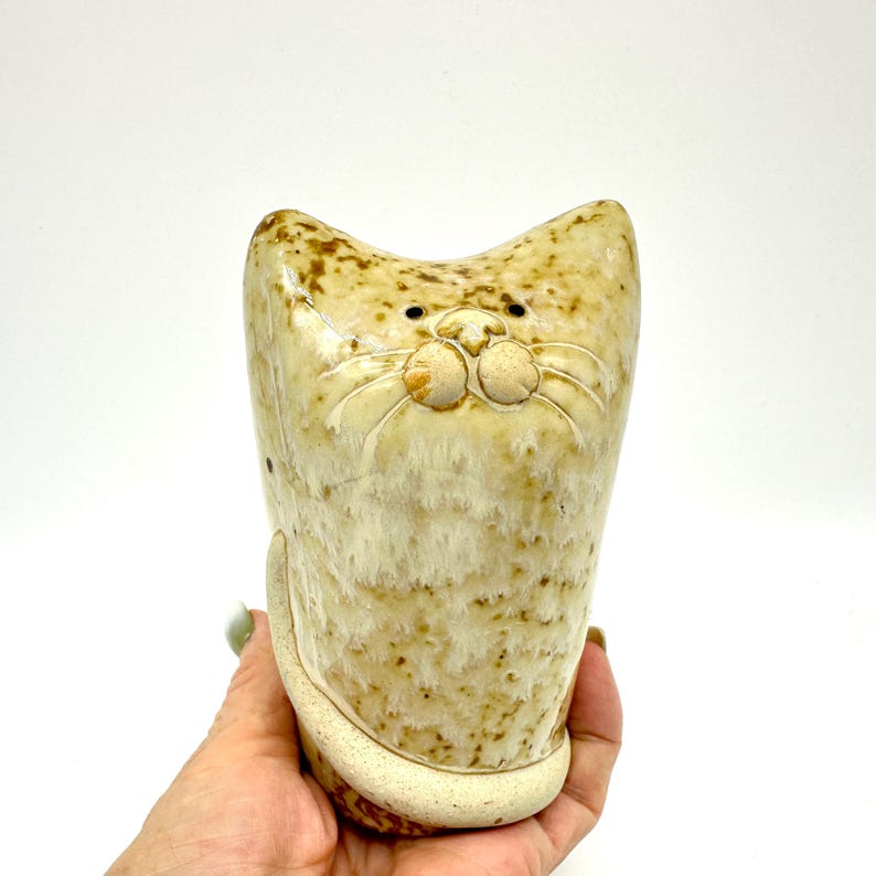 Vintage abstract cat sculpture, ceramic statue figurine by kayene image 8