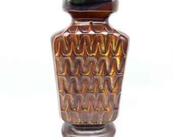 Scheurich 1250-28 Fat-Lava Vase – West German Mid-Century Pottery, Mocha-Brown & Cobalt Rim
