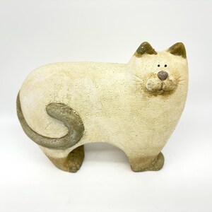 Ceramic Cat Sculpture, Folk Art Pottery Figurine, Rustic Home Decor image 2