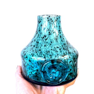 Schott Zwiesel Glass Vase, Blue Art Glass Bowl Form, Heinrich Löffelhardt 1960s imagem 1