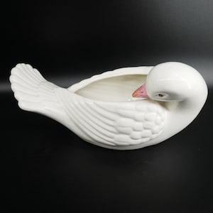 Swan planter, Italian Ceramic Hand Painted Bird Decor image 5