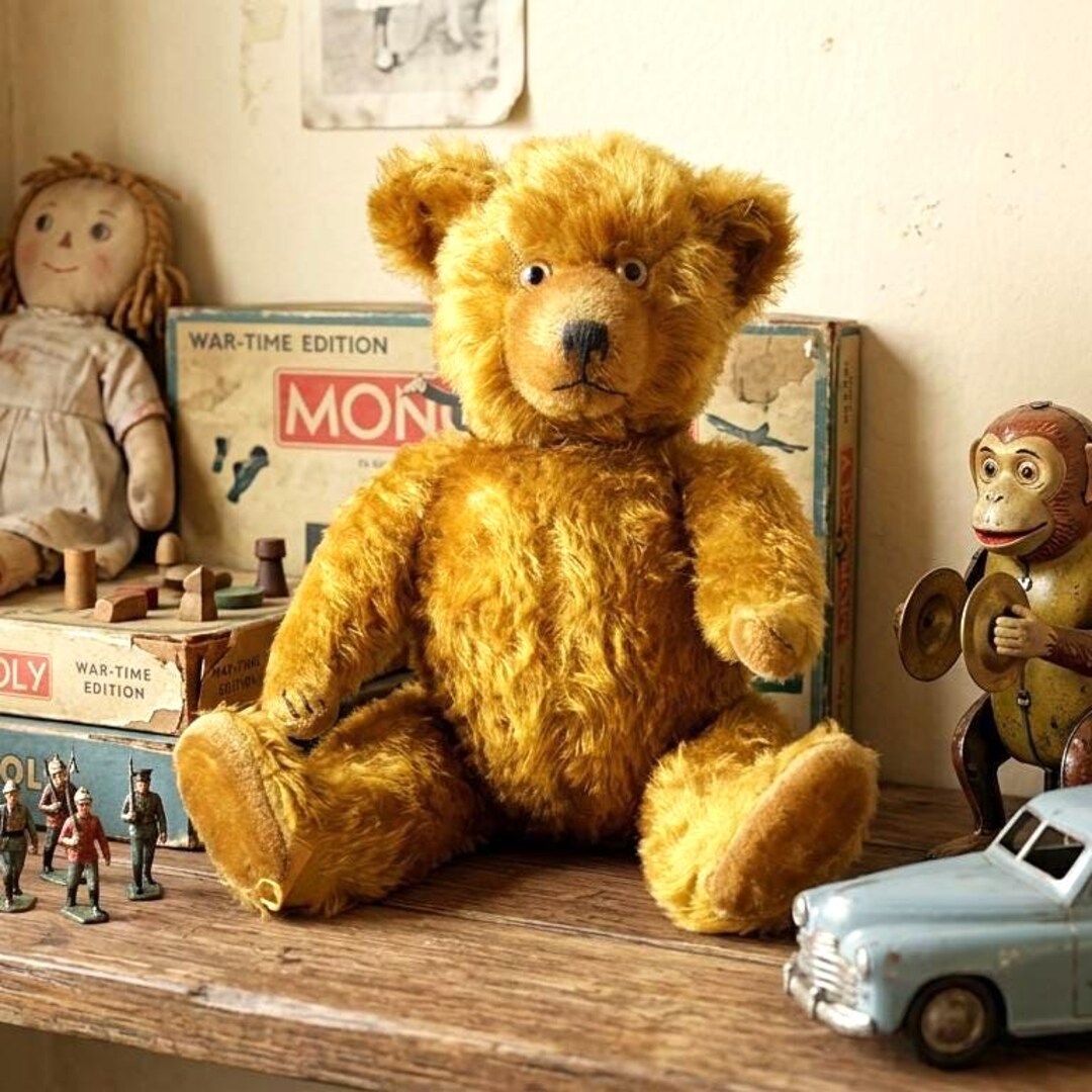 Vintage Teddy, Richard Diem Mohair Sonneberg, 1950s German, Glass