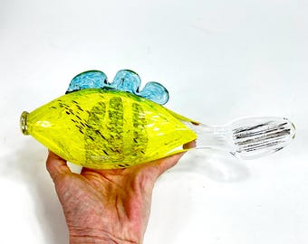 Vintage Kosta Boda Glass Fish Sculpture – Hand-Blown Sommerso Art, Signed & Labeled