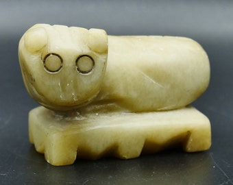 Japanese Netsuke Cat – Vintage Hand-Carved Soapstone Animal Figurine