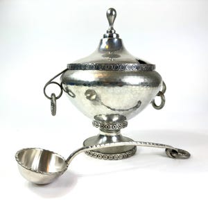 Pewter Tureen with Ladle – Scandinavian Serving Bowl with Lid, Norwegian