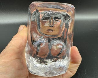 Scandinavian Mid-Century Erik Höglund Art Glass Sculpture – Vintage 1960s Nude Relief