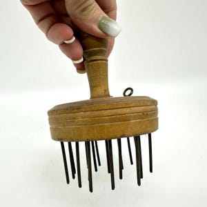 Wollkamm, Wollkamm, antik aus Holz, Skandinavisches Textilschmuck Bild 8
