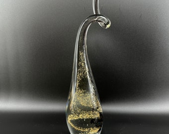 Mid-Century Italian Art Glass Sculpture – Twisted Teardrop with Gold Infusion