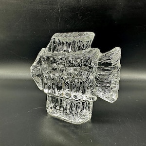 Brutalist Art Glass Fish Sculpture, Mid Century Scandinavian Decor image 6