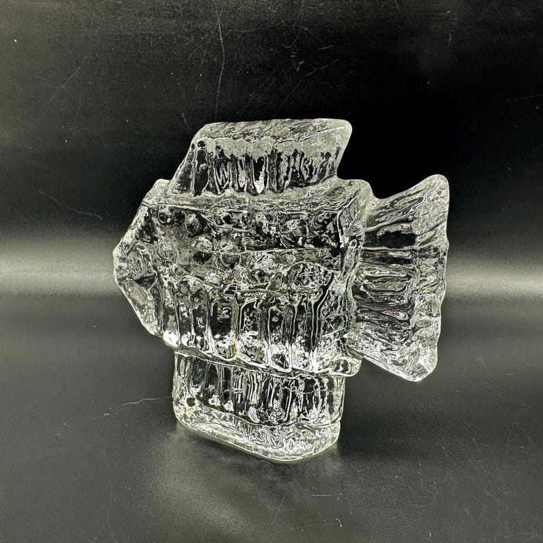 Brutalist Art Glass Fish Sculpture, Mid Century Scandinavian Decor image 6