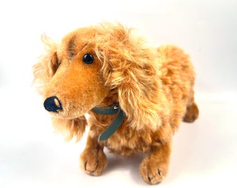 Vintage Steiff Dog Dachshund – Large 1950s Mohair Waldi, 35 cm German Toy