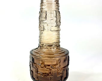 Vintage Ruda Glass Vase – Rare Brown Brutalist Design, 24 cm