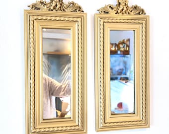Pair of Gilded Rococo Wall Mirrors – Vintage Cherub Design, 1990s