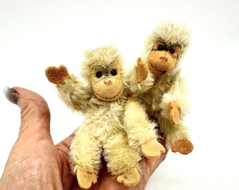 Vintage miniature Steiff Jocko Blonde monkeys ape, 1950