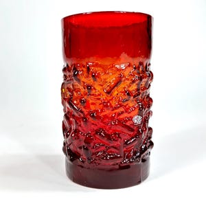 Vintage Red Bark Glass Vase by Paul Kedelv – Reijmyre, Sweden