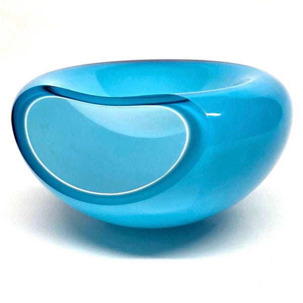 Eva Solo Glass Bowl, Danish Design Blue Art Glass, Scandinavian Modern Decor