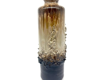 ON HOLD*** Vintage Glit of Iceland Lava Fat Vase – Brutalist Brown and Beige – 1960s
