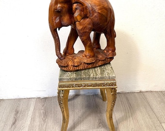 Hollywood Regency Side Table with Marble Top and Gilt Accents