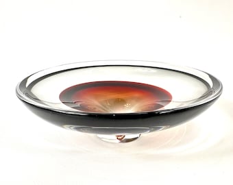 Scandinavian Art Glass Bowl by Sven Palmqvist, 1950s Orrefors Swedish Design