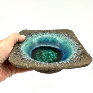 Bol en poterie de lave grasse - Intérieur bleu-vert, 1960