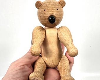 Ours en bois Kay Bojesen, jouet danois vintage, design Mid-Century