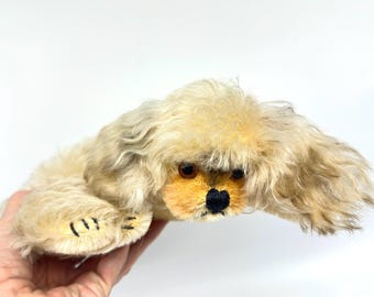 Mohair Dog Pillow, Sleeping Spaniel, Mid-Century, 1950s
