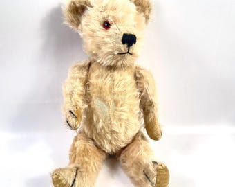 Vintage pedigree teddy bear, fully jointed, glass eyes, 40 cm