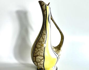 Vintage West German Ceramic Vase, Bay Keramik Mid-Century Jug - Geometric Pattern