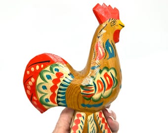 Vintage Hand-Carved Dala Rooster by Nils Olsson: Swedish Folk Art Decor
