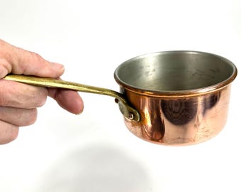Vintage Copper Sauce Pan: Scandinavian Farmhouse Cookware (4.5")