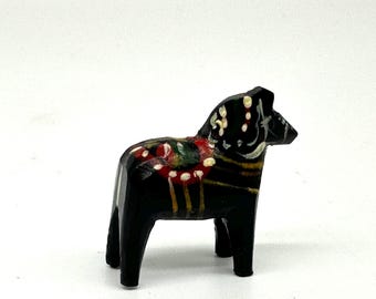 Wood miniature dala horse - vintage folk art from sweden